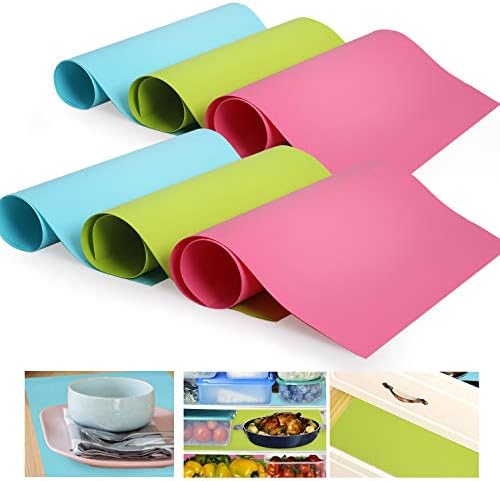 Hoiny Refrigerator Pads, 6 pcs Antibacterial Refrigerator Mat Antifouling Refrigerator Drawers Pad Non Slip Fridge Liners Washable DIY Placemats (3 Colors, 45x29cm)