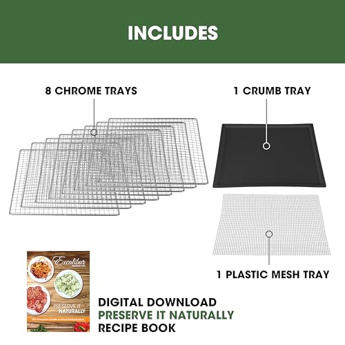 Excalibur Desidratador elétrico de alimentos, 8 bandejas, espaço de secagem com controle de temperat