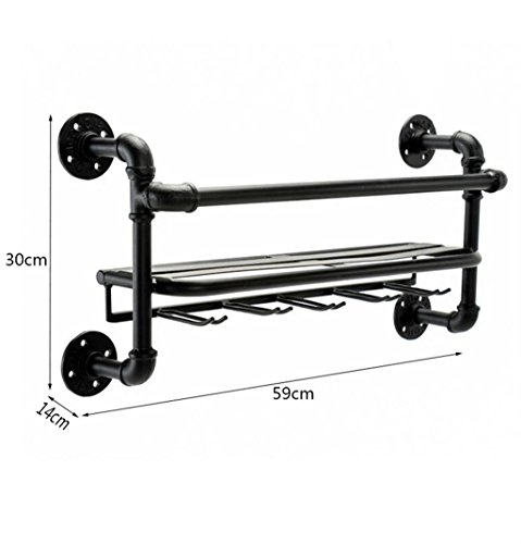Soporte de Vino para Pared LUNEZY Metal Vintage Negro miniatura 2