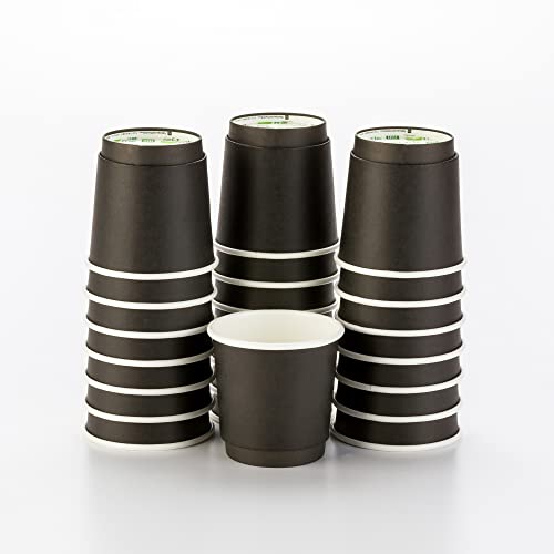 4oz espresso cup lids - 500-CT Disposable Black 4-oz Hot Beverage Cups with Double Wall Design: No Need for Sleeves - Perfect for Cafes - Eco Friendly Recyclable Paper - Insulated - Wholesale Takeout Coffee Cup