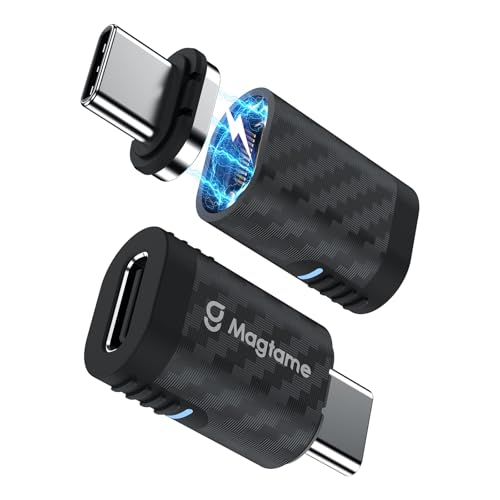 Magtame Plastic Fiber USB C Magnetadapter 24Pin 240W (2Pack) Gerade Type-C Extender mit staubdichtem 40Gbps Schnelles Laden & 4K Video Schützen Sie die Lebensdauer des Ports für i-Phone 17/16