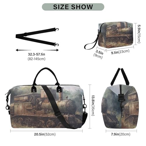 Large Travel Duffel Bag, Tank Train Sports Tote Gym Bag, Shoulder Weekender Overnight Bag for Women Men, Carry On Luggage with Toiletry Bags3