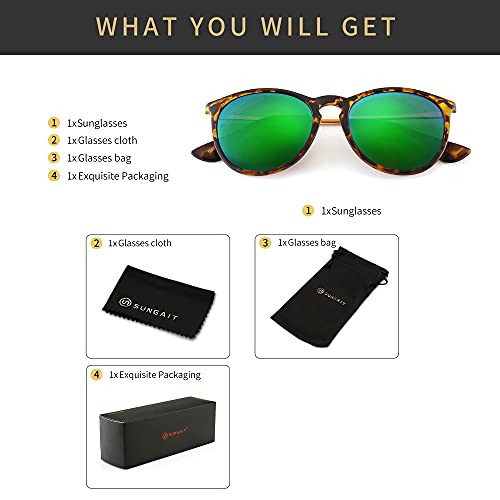 Image of SUNGAIT Premium Vintage Round Sunglasses for Women Men Classic Retro Style