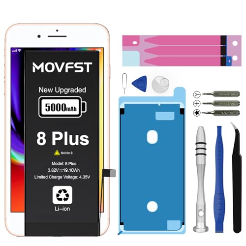 MOVFST Replacement Battery for iPhone 8 Plus Li-ion Polymer 5000mAh High Capacity Battery Fit for iPhone 8 Plus Model A1864 A1897 A1898 with Repair Tool Kits