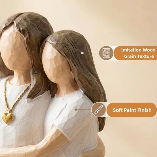 Estatua de resina madre e hija abrazándose pintada a mano miniatura 5