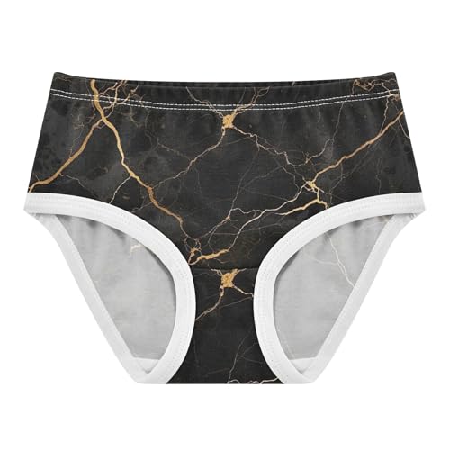 Toddler Girls Underwear 2t Cotton Panties for Girl Stylish Undies Kids Briefs Elegant Black Marble Gold Veins