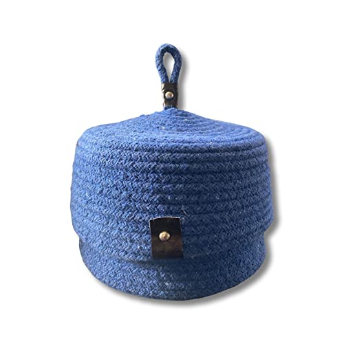 Image of Multi-Purpose Essential Jute Basket With Lid Storage Baskets For Bathroom Living Room & Kitchen | Organizer Box | Storage And Organizer Box (Royal Blue)