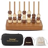 4 in a Row Game Wooden - 4 Connect in a Row Classic Strategy Game for Adults Kids,Four Connect Same Colour in a Row,Portable Travel Games Family Board Games with Storage Bag