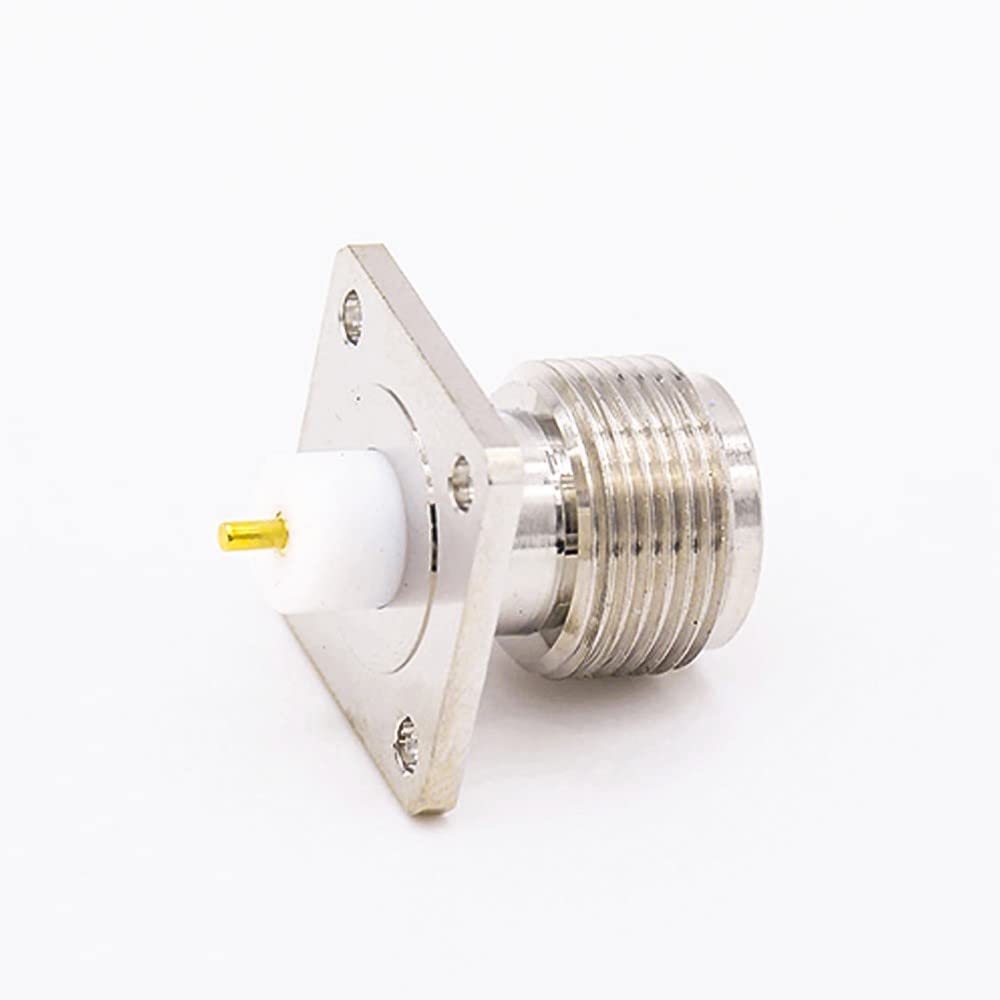 GXMRHWY N Style Connector Jack Welding Plate 4 Hole Flange Straight Solder for PCB Mount