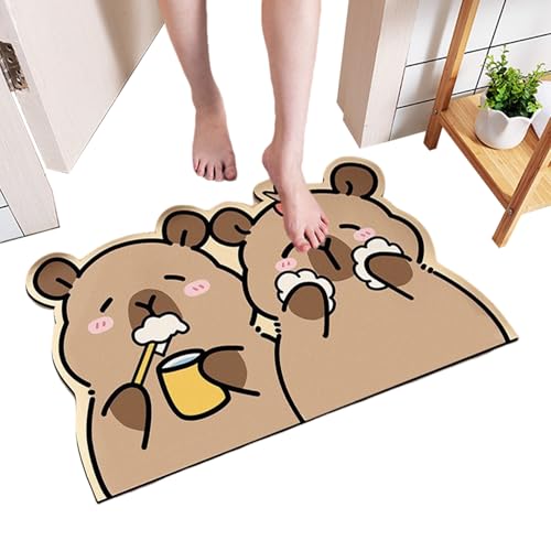 Generisch Alfombra de baño Dulce - Capybara Alfombrilla de Baño | Alfombra de Baño Absorbente de Secado Rápido Accesorios de Ducha Decoración del Hogar para Cocina Bañera Inodoro y Ducha