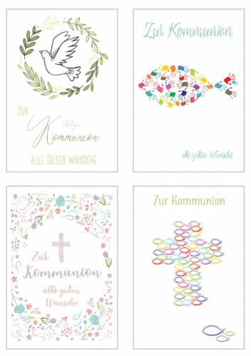 Edition Seidel Set 12 Kommunionskarten mit Umschlag - Glückwunschkarte zur Kommunion - Kommunionskarte - Set Kartenset (Klappkarten mit Briefumschlag)