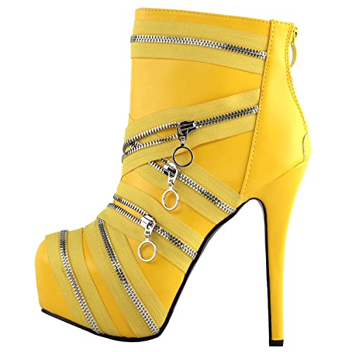 SHOW STORY Punk Black Zip Gothic Platform Stiletto Ankle Bootie Boots,LF80845