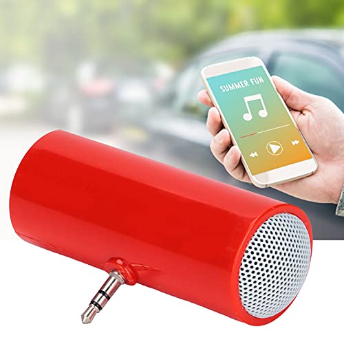 Image of 3.5mm Jack Stereo Mini Speaker, Portable Wireless Plug in Speaker with Clear Strong Sound, for Smartphones Tablets Laptops PCs MP3 MP4 (Red)