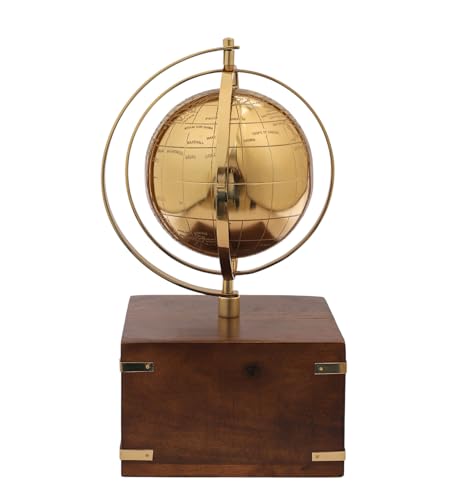Image of Decor de Maison Metal Brings Handcrafted Table Clock for Kidsroom, Bedroom, Study Table, Office Desk|Classic Non-Ticking Tabletop Battery Operated Analog Desk Clock (Gold, Atlasphere Table Clock)