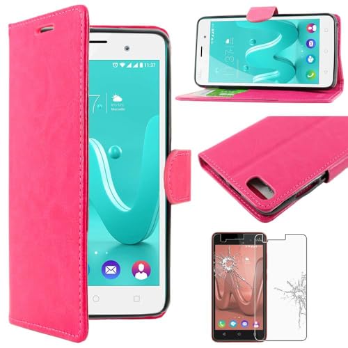 ebestStar - Coque Compatible avec Wiko Lenny 3 Jerry Etui PU Cuir Housse Portefeuille Porte-Cartes Support Stand, Rose + Film Protection écran Verre Trempé [Appareil:...