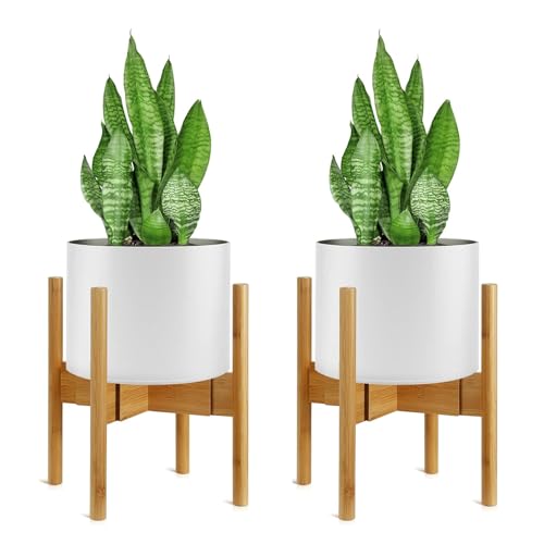 Gunolye Verstelbare Bamboe Plantenstandaard, Uitbreidbare Bloempot Display Stand voor Indoor Outdoor, Moderne Potted Houder Rack, Fit 20-30 Centimeter Potten (Plant & Pot niet inbegrepen)