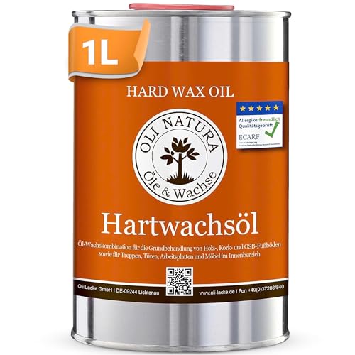 OLI-NATURA Hartwachsöl, geprüft Allergikerfreundlich, Inhalt: 1 Liter, Natur