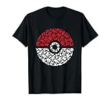 Pokemon Unisex Adult Pikachu Pokeball Pattern T-Shirt, Black, Small