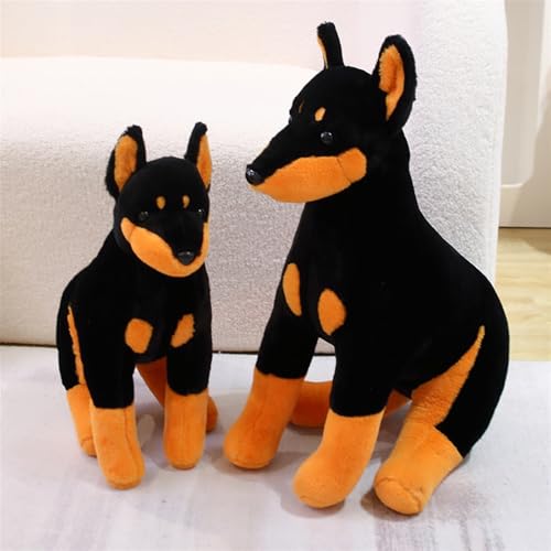KUKUShining Realistisches Doberman Kuscheltier, Weicher Hund Stofftier Plüsch Kinder und Sammler Perfekt für die Wohnzimmerdekoration(40cm/15.7in)