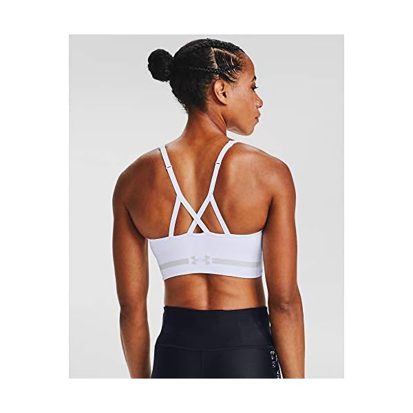 Under-Armour-Womens-Seamless-Low-Impact-Long-Bra Under Armour Women's Seamless Low Impact Long Sports Bra , White (100)/Halo Gray , X-Large