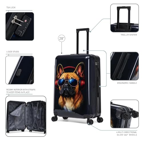 Image of InUSA Dog Print 28-Inch Hardside Spinner Luggage Lightweight & TSA Lock