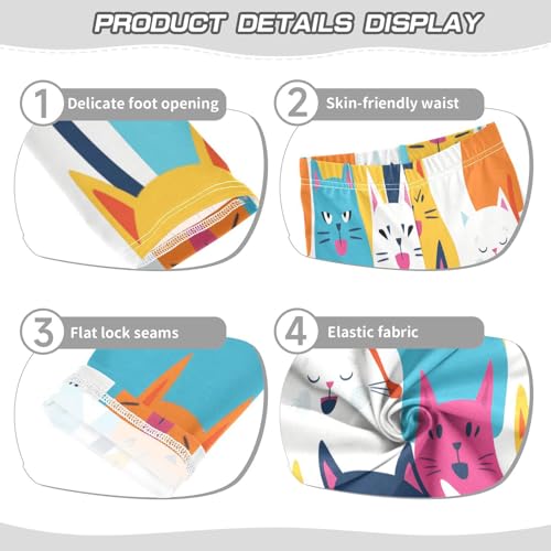 Toddler Girls Leggings Printed Yoga Pants Leggings White Yellow Pink Cat for Kids3