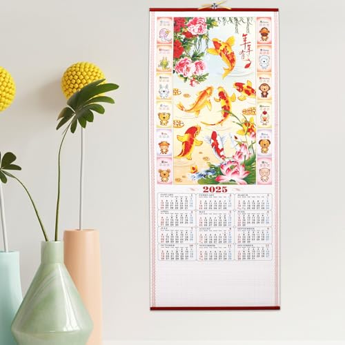Chinese-Wall-Scroll-Calendar-2025-Wall-Calendar-Year-of-The-Snake-Calendar-Fengshui-Calendar-for-Lunar-New-Year-A