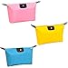 TRIXES Lot de 3 Sacs de Toilette de Voyage Pliables - Organisateurs de Maquillage pour la Forme de boulette - Trousse à Maquillage Portable - Trousse de Toilette colorée en Rose Jaune et Bleu