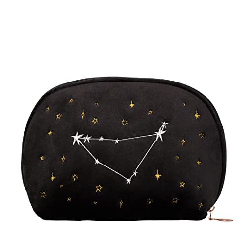 Horoscope Velvet Makeup Bag, Black/White, Medio, Capricorpio - Image 2