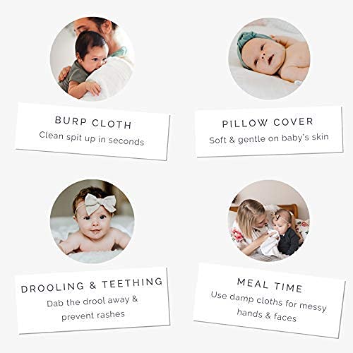 Natemia Muslin Baby Burp Cloths | Large 21”X11” Size | Super Absorbent And Ultra Soft Bamboo | 6-Layer Design | 3-Piece Gift Set #TOP7