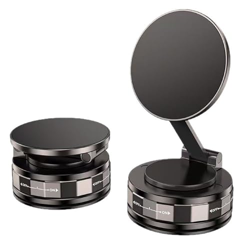 LENOLL Magnetic Car Phone Holder 2x2x1.4 Inch, 360° Dual Axis Adjustable with, Secure Vacuum Suction Cup for Dashboard Windshield, Universal Car Mount for Office Desk-Black - image 1