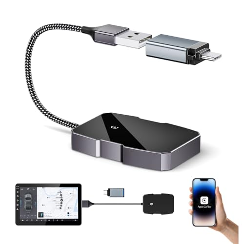 Sunowl Apple Carplay Car Wireless Adapter Carplay Wireless Adapter Convert Wired CarPlay to Wireless CarPlay dongle Plug and Play 5GHz WiFi Wireless Carplay Adapter for 2015+ and iOS 10+ Cars
