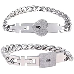 Pulseras Para Parejas Candado Y Llave BESPORTBLE 1 Par Brazalete Concéntrico Entrelazado Collar De Candado y Llave Pulsera De Bloqueo De Parejas Collar De Llave Acero Inoxidable Hombres y Mujeres Cadena De Muñeca Elegante