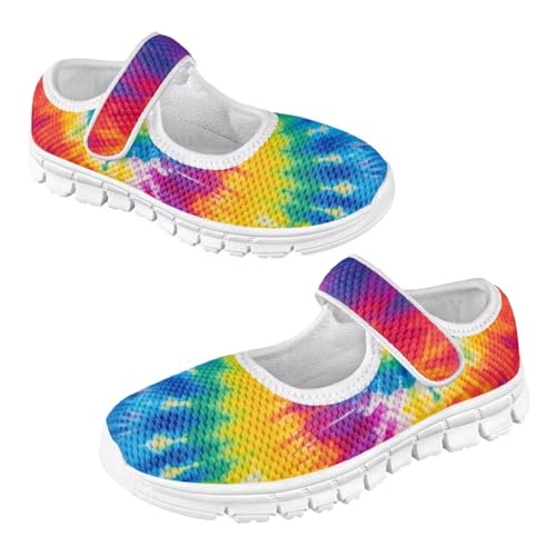 Little Girls Tie Dye Rainbow Mary Janes Shoes Ballet Flats Dress Shoe School Party Walking Shoes3