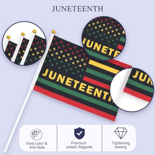 Banderas Juneteenth pequeñas para desfiles comunitarios y decoración de mano 4