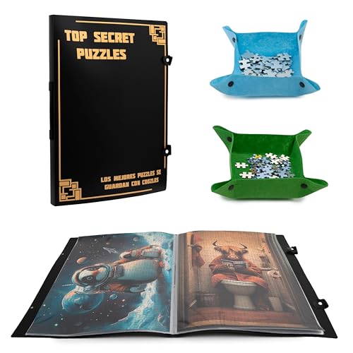 Coozles Album Carpeta de Almacenamiento para Puzzles 1000 Piezas, Organizador de Rrompecabezas, Guarda Puzzle, Portátil de Gran Capacidad, Accesorios Puzzle Protectores y Antipolvo, Color Negro