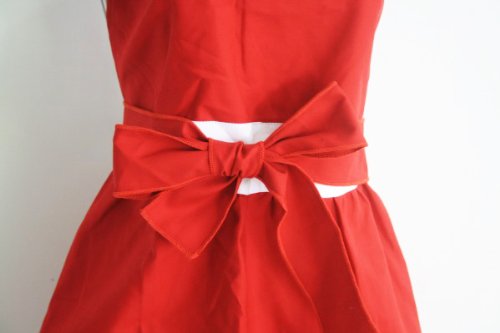 Hyzrz Lovely Handmade Cotton Retro Red Aprons For Women Girls Cake Kitchen Cook Apron #TOP2