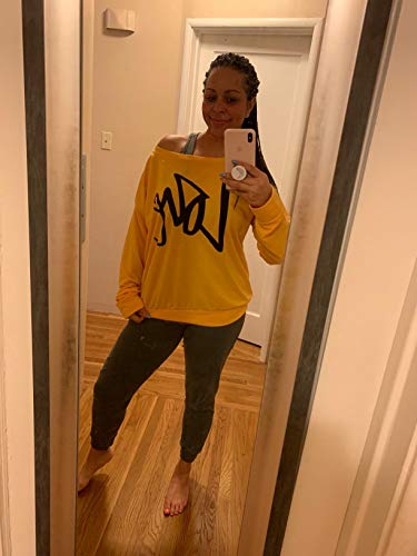 Womens Plus Size Off Shoulder Tops Oversized Crewneck Sweatshirts Slouchy Casual Pullover XX-Large Yellow