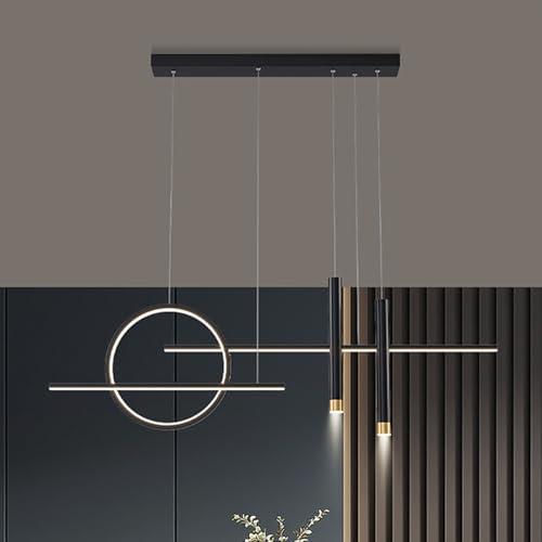 Lámpara colgante para cocina y comedor con foco LED regulable de techo lineal negro LWX