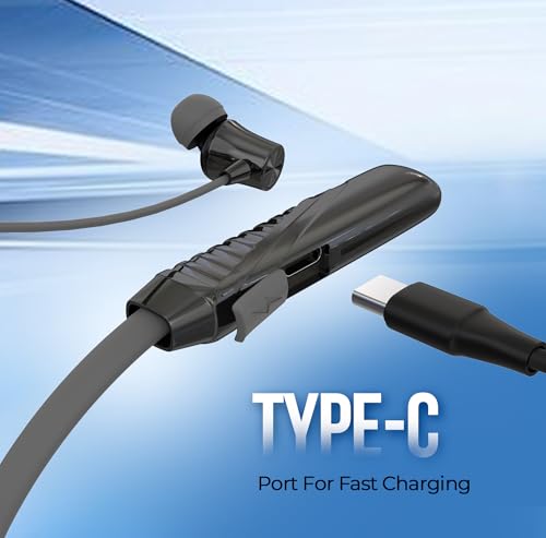 Image of AROMA NB124 Blynk Neckband Bluetooth, Metallic Grey, in the Ear | 100 Hours Playtime, ENC, Voice Changer, Fast Charging
