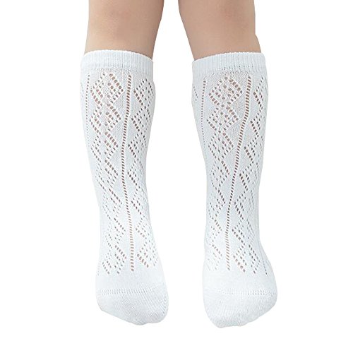 Ding-dong Baby Toddler Kid Girl Boy Toddler Cooton Knee High Socks (Style 1,White,3-5T)