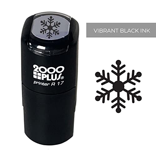 Snowflake Stamp / 2000 Plus Small Round Self Inking Winter Snow Stamper / 9/16" Black Ink Imprint Christmas Stamp/Holiday Craft Stamp/Made In The Usa #TOP1