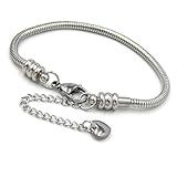 Stainless Steel Starter Charm Bracelet for Kids Fits European Style Clasp Come with 2 Beads (Lobster Claw 6