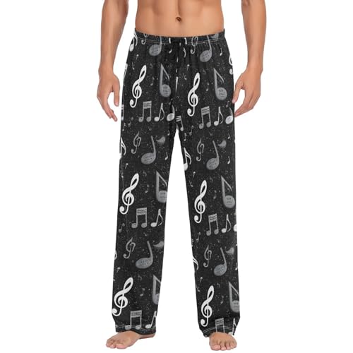 AIXIWAWA Mens Pajama Pants Sleep Lounge Wear Bottoms with Pockets Drawstring Pattern Music Print S