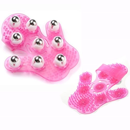 Vani Multi-functional Rubber Palm Shape Systemic Body Massager with 360 Degree Rolling 9 Pieces Steel Balls (Pink)