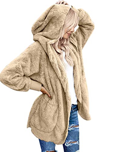 Beyove Damen Teddy Jacke Plüschjacke Oversize Teddy Mantel Fleecejacke...