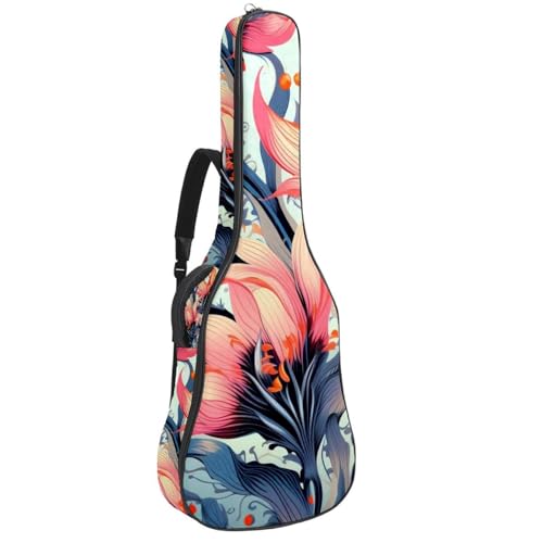 Sac de transport imperméable pour guitare acoustique 101,6 cm à motif fleurs avec poches