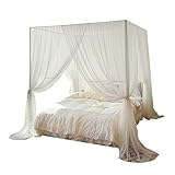 BAILEYU Zanzariera per Letto con 3 Aperture Bianco Letto Baldacchino Poliestere Protezione Insetti Box Net per la Decorazione della Camera o Festa a Tema (Pali Non Inclusi),White,1.2 * 2.0m