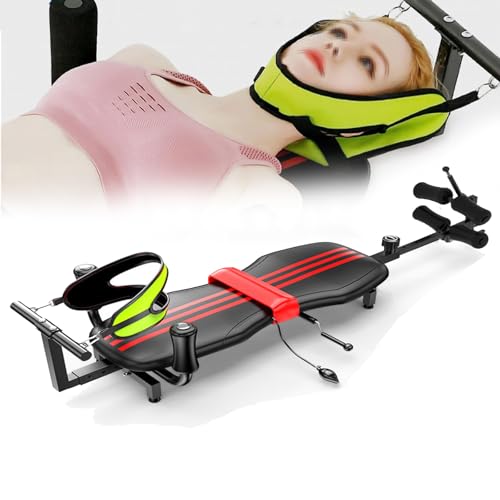 DPLWJPP Banco de Estiramiento de Espalda con Cervical Massage Inversion Table for Lumbar and Spine Traction Training for Training Back Stretcher Bench Spine Traction
