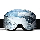 スキーゴーグルマグネティック スノーボードゴーグル 　180°広角球面レンズ　登山　ブラック